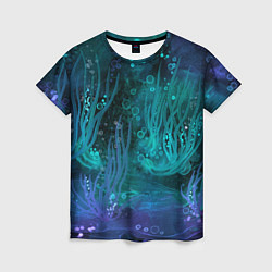 Женская футболка Абстракция: неоновые огни подводного мира