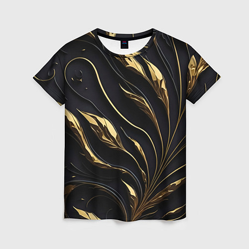 Женская футболка Золотой орнамент на черном / 3D-принт – фото 1