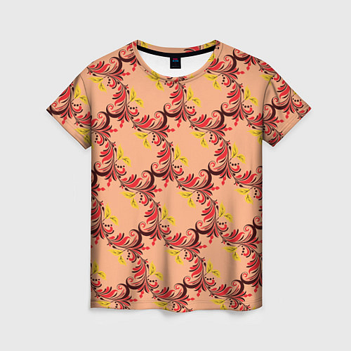 Женская футболка Абстрактный винтажный растительный орнамент / 3D-принт – фото 1