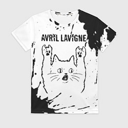 Футболка женская Avril Lavigne рок кот на светлом фоне, цвет: 3D-принт