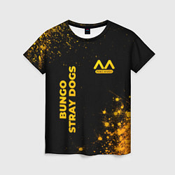 Женская футболка Bungo Stray Dogs - gold gradient: надпись, символ