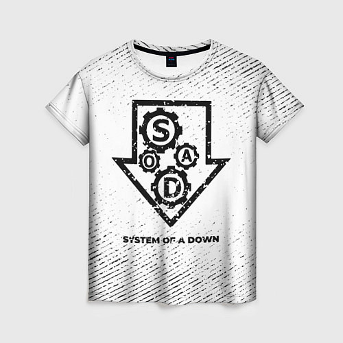 Женская футболка System of a Down с потертостями на светлом фоне / 3D-принт – фото 1