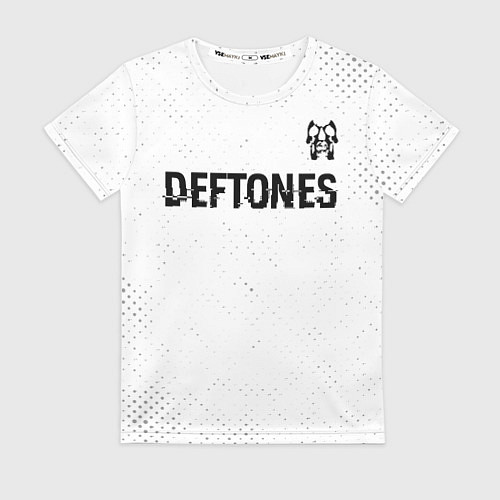 Женская футболка Deftones glitch на светлом фоне: символ сверху / 3D-принт – фото 1