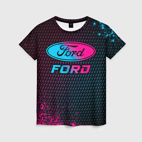 Женская футболка Ford - neon gradient / 3D-принт – фото 1