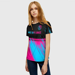 Футболка женская Three Days Grace - neon gradient: символ сверху, цвет: 3D-принт — фото 2