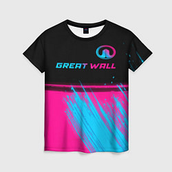 Футболка женская Great Wall - neon gradient: символ сверху, цвет: 3D-принт