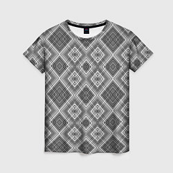 Женская футболка Геометрический узор черно белые ромбы