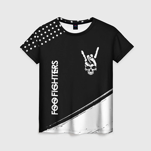 Женская футболка Foo Fighters и рок символ на темном фоне / 3D-принт – фото 1