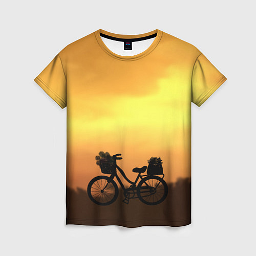 Женская футболка Велосипед на закате / 3D-принт – фото 1