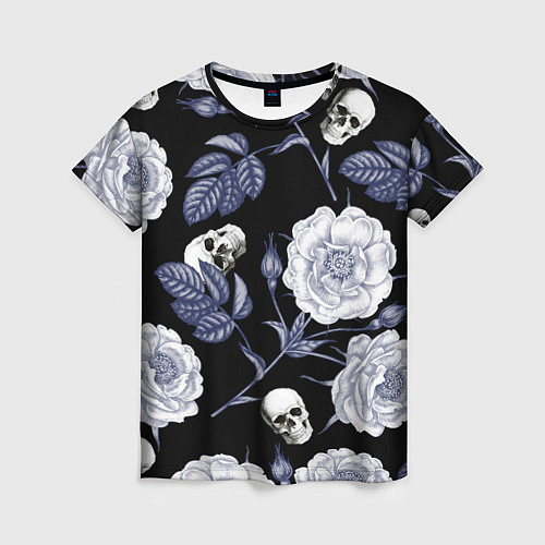 Женская футболка Черепа с розами / 3D-принт – фото 1