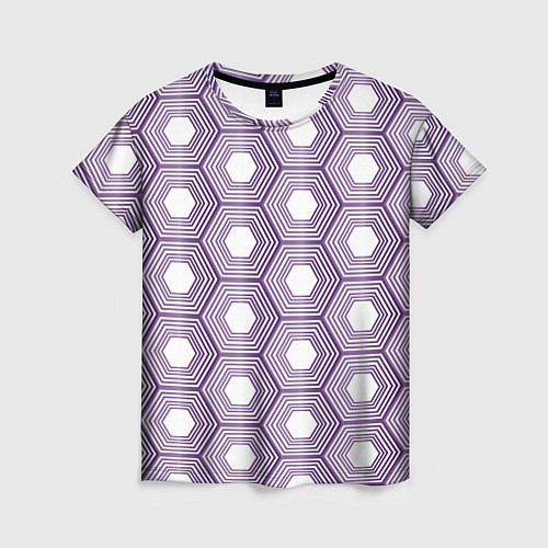 Женская футболка Шестиугольники фиолетовые / 3D-принт – фото 1