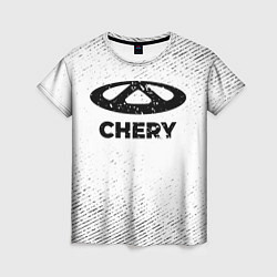 Женская футболка Chery с потертостями на светлом фоне