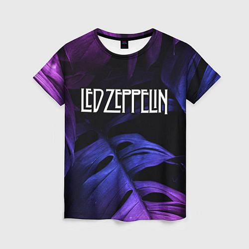 Женская футболка Led Zeppelin neon monstera / 3D-принт – фото 1