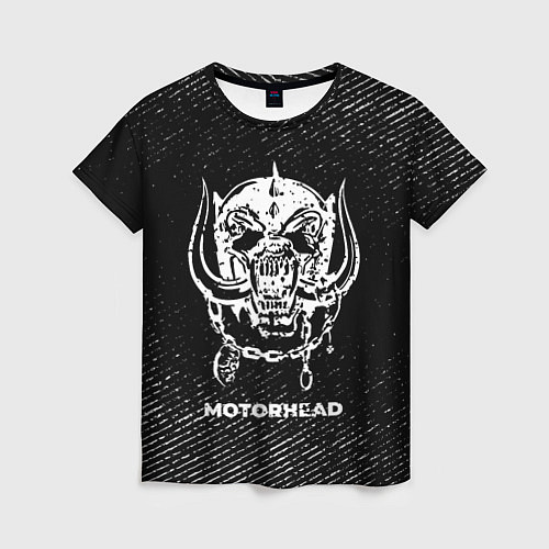 Женская футболка Motorhead с потертостями на темном фоне / 3D-принт – фото 1