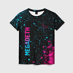 Женская футболка Megadeth - neon gradient: надпись, символ