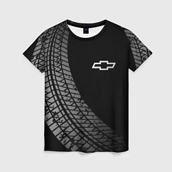 Женская футболка Chevrolet tire tracks