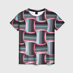 Женская футболка Множество полурозовых изогнутых четырёхугольников