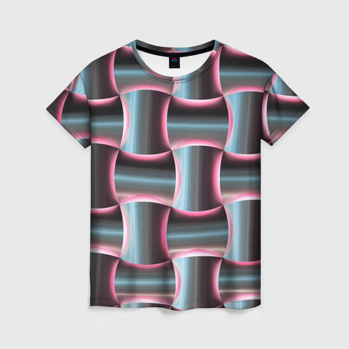 Женская футболка Множество полурозовых изогнутых четырёхугольников / 3D-принт – фото 1