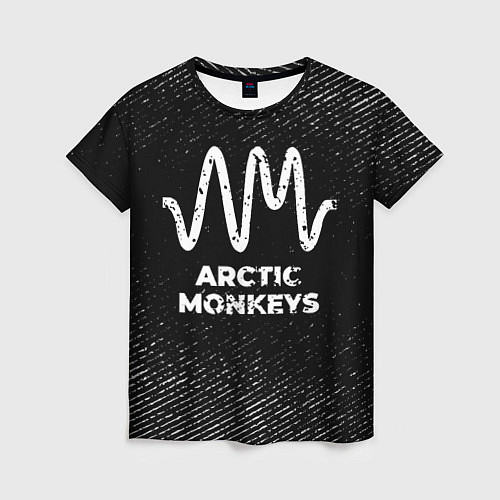 Женская футболка Arctic Monkeys с потертостями на темном фоне / 3D-принт – фото 1