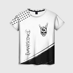 Женская футболка Evanescence и рок символ на светлом фоне