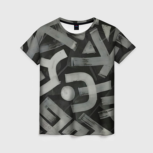 Женская футболка Шрифтовые узоры / 3D-принт – фото 1
