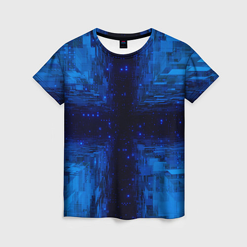 Женская футболка Тёмно-синие множества фигур / 3D-принт – фото 1