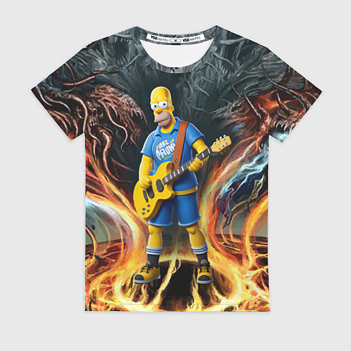 Женская футболка Гомер Симпсон играет на гитаре / 3D-принт – фото 1
