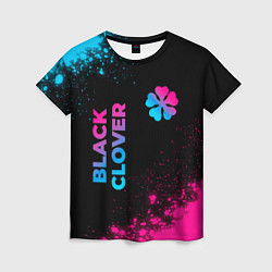 Женская футболка Black Clover - neon gradient: надпись, символ