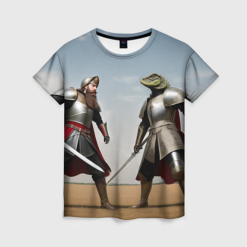 Женская футболка Древний Рус против Ящера / 3D-принт – фото 1