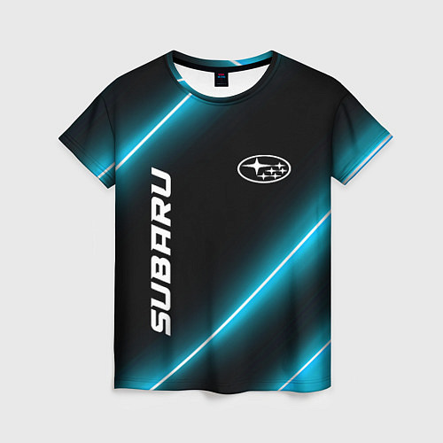 Женская футболка Subaru неоновые лампы / 3D-принт – фото 1