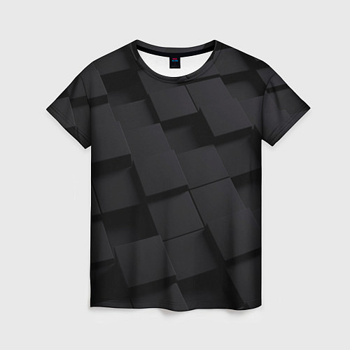 Женская футболка Чёрные геометрические блоки / 3D-принт – фото 1