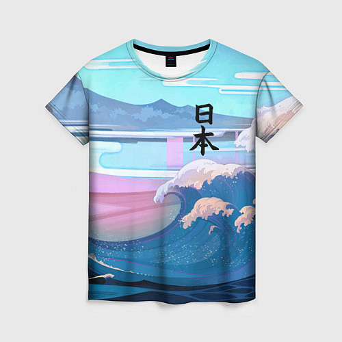 Женская футболка Japan - landscape - waves / 3D-принт – фото 1