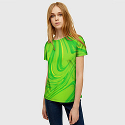 Футболка женская Насыщенный зеленый абстракция, цвет: 3D-принт — фото 2
