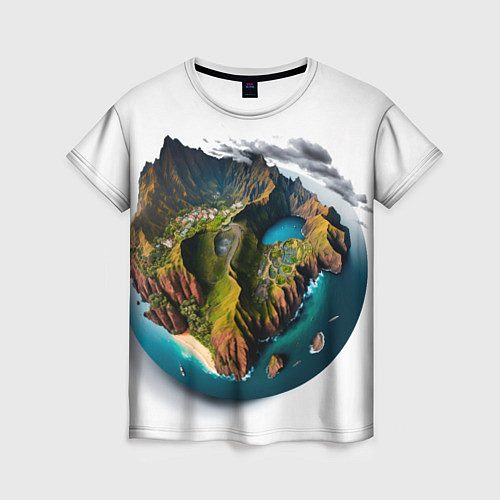 Женская футболка Планета с одним островом / 3D-принт – фото 1
