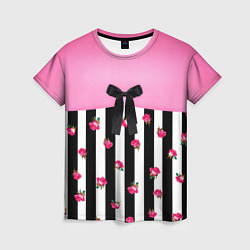 Женская футболка Костюм Барби: полоска с розами