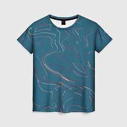 Женская футболка Бирюзовый линии абстракция
