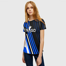 Футболка женская Кс го - синий вулкан, цвет: 3D-принт — фото 2