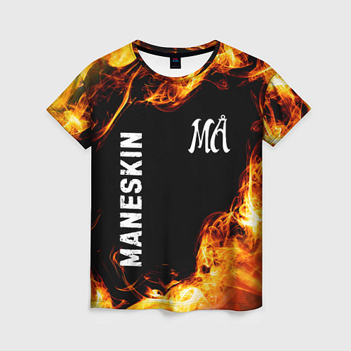 Женская футболка Maneskin и пылающий огонь / 3D-принт – фото 1