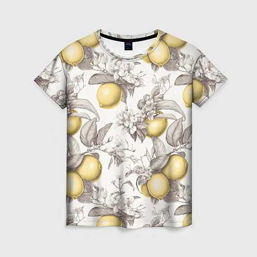 Женская футболка Лимоны - винтаж графика: паттерн / 3D-принт – фото 1
