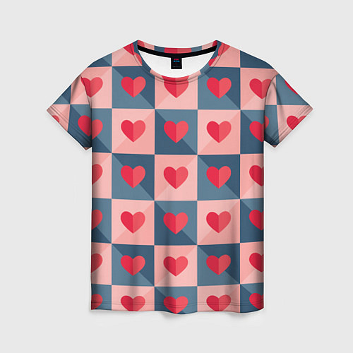 Женская футболка Pettern hearts / 3D-принт – фото 1