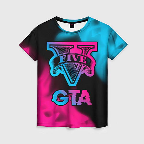Женская футболка GTA - neon gradient / 3D-принт – фото 1