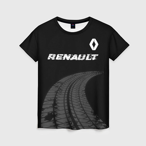 Женская футболка Renault speed на темном фоне со следами шин: симво / 3D-принт – фото 1