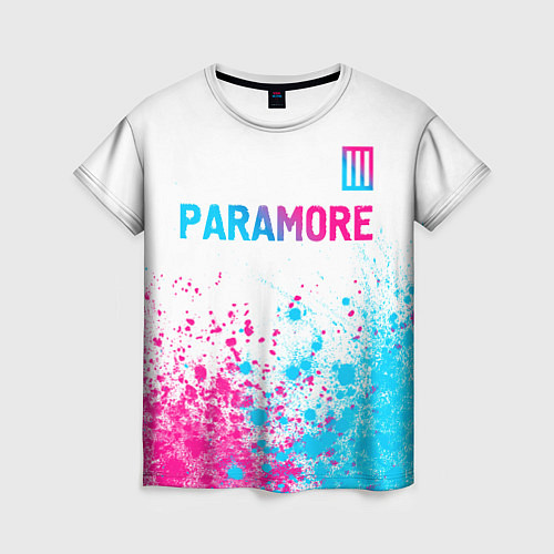 Женская футболка Paramore neon gradient style: символ сверху / 3D-принт – фото 1