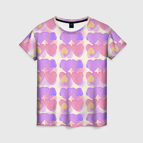 Женская футболка Нежные сердечки / 3D-принт – фото 1