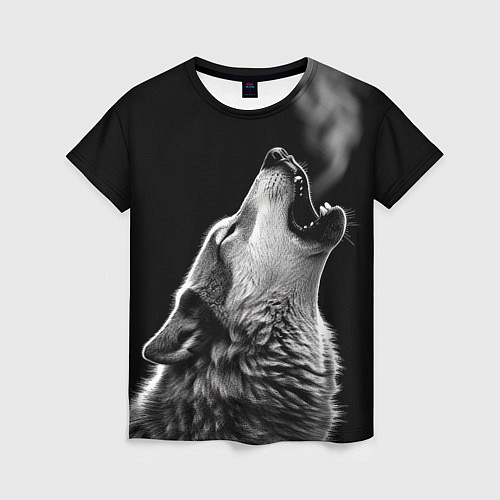 Женская футболка Воющий волк в ночи / 3D-принт – фото 1