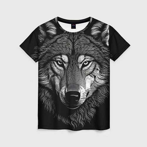 Женская футболка Спокойный уверенный волк / 3D-принт – фото 1