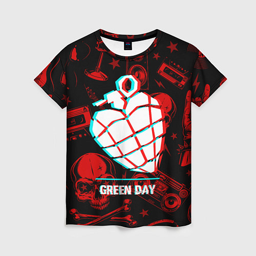 Женская футболка Green Day rock glitch / 3D-принт – фото 1