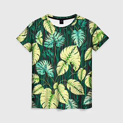 Женская футболка Листья узор тропический