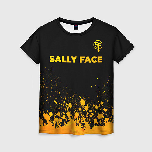 Женская футболка Sally Face - gold gradient: символ сверху / 3D-принт – фото 1