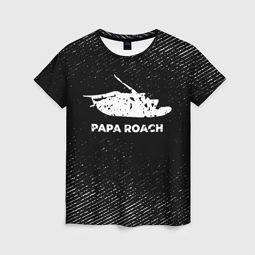 Женская футболка Papa Roach с потертостями на темном фоне / 3D-принт – фото 1